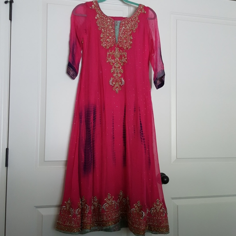 Eid sale!!! pink chiffon shalwar Kameez Pakistani Indian